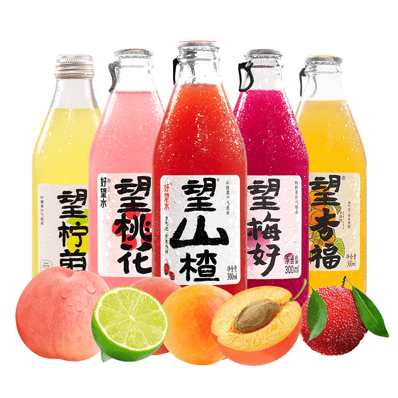 好望水望山楂6瓶装望梅好望桃花杏福网红碳酸饮料抖音夏季饮料解暑饮品 望梅好气泡果汁300ml*6瓶